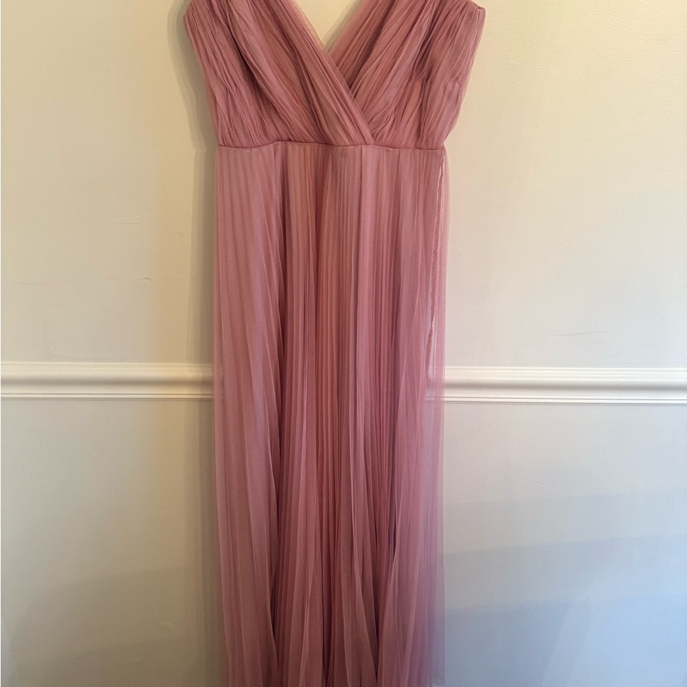ASOS Pink Pleated Wrap Maxi Dress